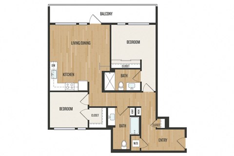 2 Bedroom C5 Floor Plan – Aura Burnside